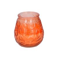 1x Citronella lowboy tafelkaars - 10 cm - oranje glas   - - thumbnail