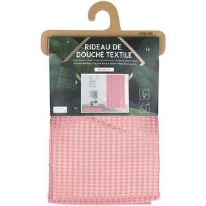 Douchegordijn met ringen - oud roze - polyester - 180 x 200 cm - wasbaar