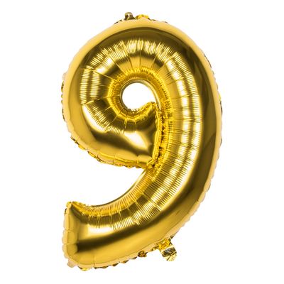 Gouden folieballon cijfer 9 - 86 CM