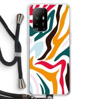 Colored Zebra: Oppo A94 5G Transparant Hoesje met koord