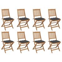 Tuinstoelen 8 st inklapbaar met kussens massief acaciahout