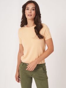 Super fijngebreid T-shirt van cashmere-katoenmix