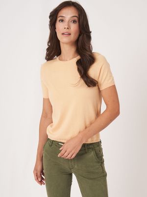 Super fijngebreid T-shirt van cashmere-katoenmix