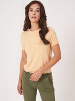Super fijngebreid T-shirt van cashmere-katoenmix
