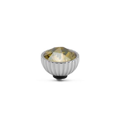 Melano Twisted Ridged Steentje Crystal Golden Shadow Zilver