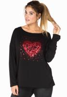 Yoek Shirt wide glitter love | Zwart | Maat 58/60