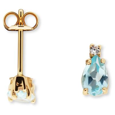 Glow 206.0694.00 Oorknoppen Druppel geelgoud-topaas blauw 6 mm