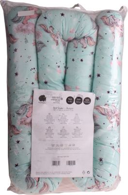 Mamandu bedbumper junior 3 meter polykatoen lichtblauw/roze