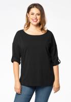 Yoek Shirt roll-up sleeves ORGANIC | Zwart | Maat 50/52