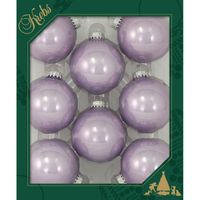 8x Orchidee paarse glazen kerstballen glans 7 cm kerstboomversiering - thumbnail