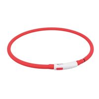 Trixie Halsband usb siliconen lichtgevend oplaadbaar rood - thumbnail