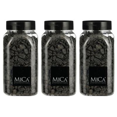 Mica Decorations decoratie steentjes - 3x - antraciet - 1 kilo - 650ml - hobby steentjes