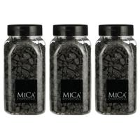 Mica Decorations decoratie steentjes - 3x - antraciet - 1 kilo - 650ml - hobby steentjes