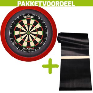 Winmau Blade 6 +  Dartmat 120*300 incl oche + Dartbordverlichting Basic Rood