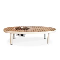 Riviera 140 Oester Beige - Ovale Gashaard Tafel | Happy Cocooning | Vuurtafel met gasbrander | Beige