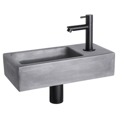 Differnz Ravo fonteinset beton donkergrijs - kraan recht - 38.5 x 18.5 x 9 cm - mat zwart