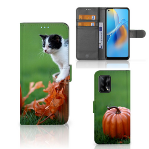 OPPO A74 4G Telefoonhoesje met Pasjes Kitten