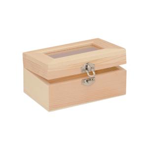 Houten opbergkistje met sluiting en deksel - 12 x 8 x 6 cm - Sieraden/spulletjes/sleutels   -