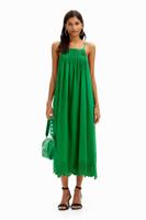 Poplin midi-jurk plooien - GREEN - L