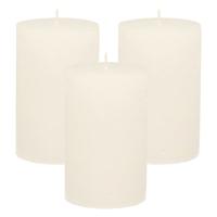 Stompkaars - 3x - wit - 7 x 9 cm - middel rustiek model - cilinderkaars - kaars