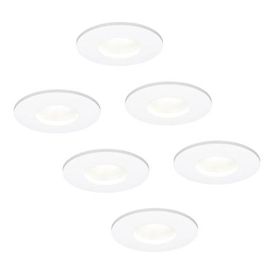 Set van 6 Barcelona - LED platte inbouwspots met lage inbouwdiepte 60mm - 3,8 Watt 270 Lumen - 6000K Daglicht wit - GU10 LED Module - Dimbaar - Rond - IP44 voor badkamer, buiten en binnen - Wit