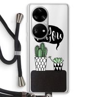 Hey you cactus: Huawei P50 Pro Transparant Hoesje met koord