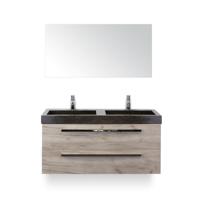 Seville Badmeubelset 120 cm - 2 laden Craft Oak - Wastafel Lucca Dubbel - met Spiegel