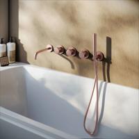 Badkraan set SaniClear Plus | Inbouw | Thermostaatkraan | Incl.Inbouwdeel | Geborsteld koper