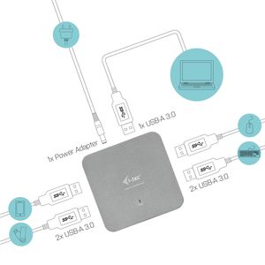 i-tec Metal U3HUBMETAL4 interface hub USB 3.2 Gen 1 (3.1 Gen 1) Type-A 5000 Mbit/s Zilver