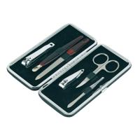 Luxe manicure set 6-delig - in rechthoekige etui met metalen sluiting - zwart - thumbnail