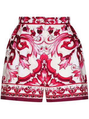 Dolce & Gabbana short en popeline à imprimé Majolica - Rouge