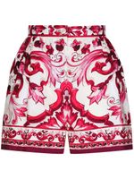 Dolce & Gabbana short en coton à imprimé Majolica - Rouge - thumbnail