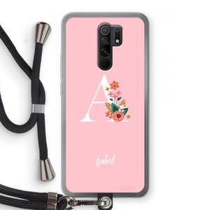 Pink Bouquet: Xiaomi Redmi 9 Transparant Hoesje met koord