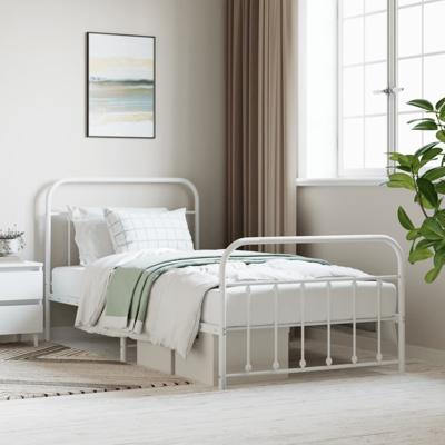 Bedframe met hoofd- en voeteneinde metaal wit 107x203 cm