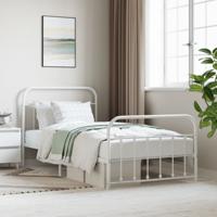 Bedframe met hoofd- en voeteneinde metaal wit 107x203 cm