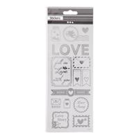 Creativ Company Stickers zilver love, 1 vel