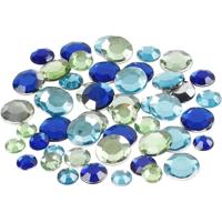 Hobby plak diamantjes mix - blauw - 720x - rond - diverse formaten - DIY strass steentjes