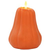 Anna's Collection LED pompoen kaars - oranje - D13 x H11 cm - met timer