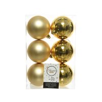 6x Kunststof kerstballen glanzend/mat goud 8 cm kerstboom versiering/decoratie goud   -