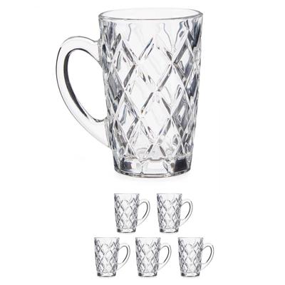 Vivalto luxe koffieglazen - 12x stuks - 170 ml met oor - Type Diamant - Transparant