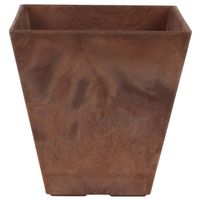 Bloempot/plantenpot vierkant van gerecycled kunststof terra bruin D30 en H30 cm - Plantenbakken - thumbnail