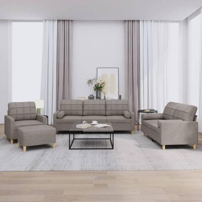 4-delige Loungeset met kussens stof taupe