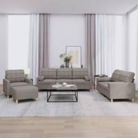 4-delige Loungeset met kussens stof taupe