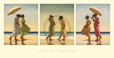 Kunstdruk Jack Vettriano - Summer Days Triptychon 70x36cm
