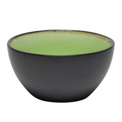 Kommetje/serveer schaaltje Samos - antraciet/groen - 1x - 12 x 6 cm - keramiek - soepkommen