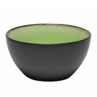 Kommetje/serveer schaaltje Samos - antraciet/groen - 1x - 12 x 6 cm - keramiek - soepkommen