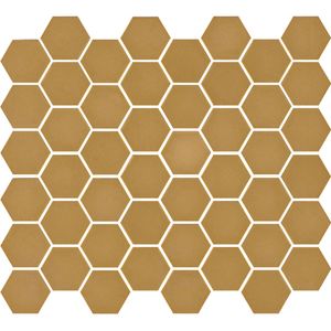 The Mosaic Factory Valencia hexagon glasmozaïek tegels 28x33 mustard mat