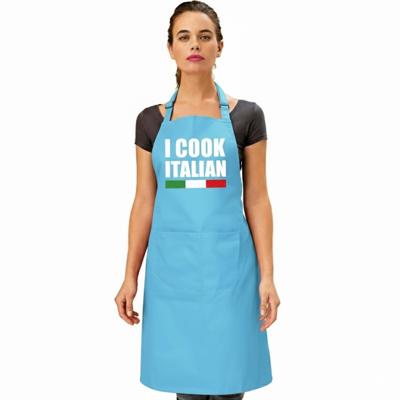 Keuken en BBQ Schort - thema Italie - I cook Italian - lichtblauw - Italiaanse vlag - cadeau Keuken en BBQ Schort - thema Italie - I cook Italian - lichtblauw - Italiaanse vlag - cadeau