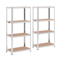 Opbergrek - 80 x 40 x 160 cm - voor 4 x 80 kg - Grijs - 2 st. Opbergrek - 80 x 40 x 160 cm - voor 4 x 80 kg - Grijs - 2 st.