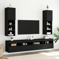 Tv-meubels met LED-verlichting 2 st 30,5x30x102 cm zwart - thumbnail